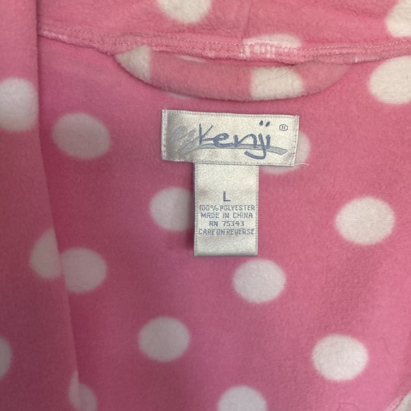 ⭐️KENJI: BarbieCon Y2K Polyester Pink w White Polka Dot Knee Length Robe-Sz L - Picture 6 of 7